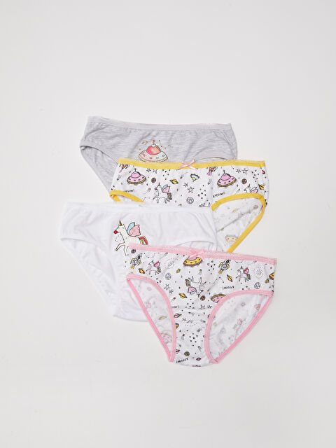 LCW Kids Elastic Waist Printed Girl's Panties 4 Pack - W1HC70Z4-CT3