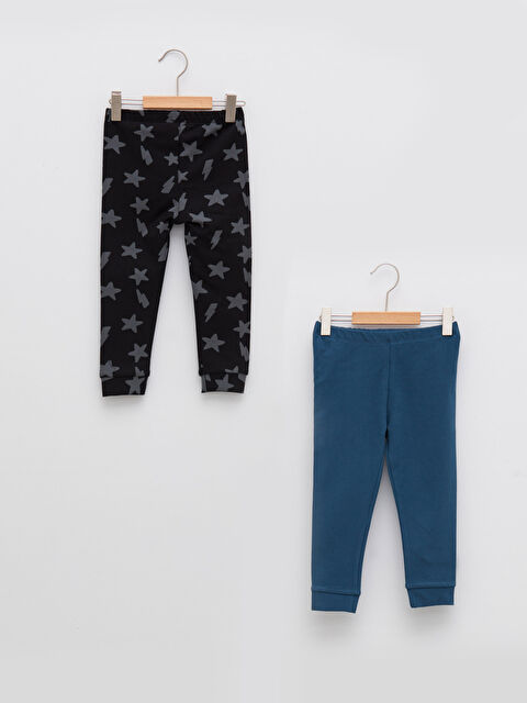 LCW baby سراويل ضيقة للأولاد الصغار من القطن بخصر مطاطي عبوة من قطعتين - W1HD36Z1-HKC