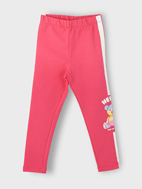 LCW Kids Elastic Waist Printed Cotton Girls Tights - W1HM40Z4-GSY