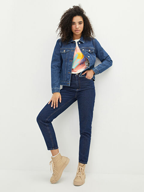 LCW Jeans High Waist Mom Fit Pocket Detailed Women's Rodeo Denim Trousers - W1HR61Z8-309