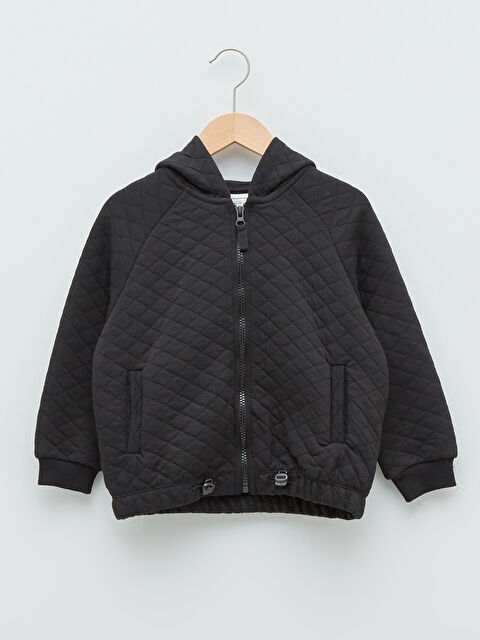 LCW Kids Hooded Quilted Patterned Long Sleeve Girl Zippered Sweatshirt - W1IB73Z4-CVL