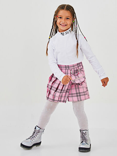 LCW Kids Elastic Waist Plaid Girl Shorts Skirt and Bag - W1IB78Z4-LNQ