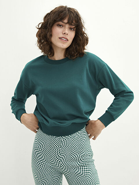 LCW Vision Bisiklet Yaka Düz Uzun Kollu Kadın Sweatshirt - W1IC16Z8-KVX