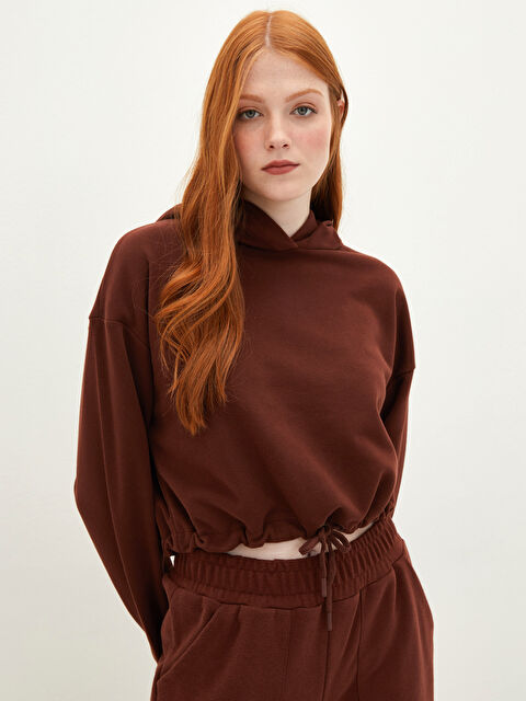 LCW Vision Kapüşonlu Düz Cep Detaylı Uzun Kollu Kadın Sweatshirt - W1IF36Z8-HMZ