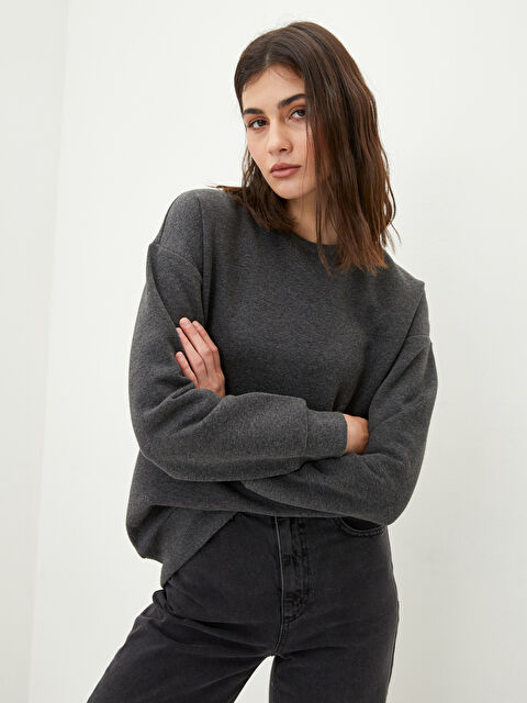 LCW Vision Bisiklet Yaka Düz Kadın Kalın Sweatshirt - W1IH44Z8-L8N