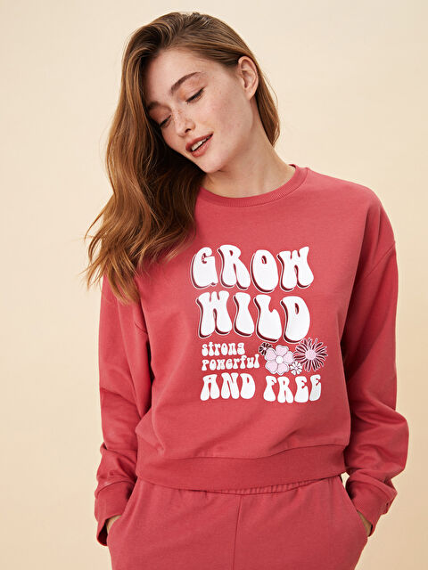 LCW Vision әйелдерге арналған ұзын жеңді принтті дөңгелек жағалы свитшот - W1IV42Z8-GUG