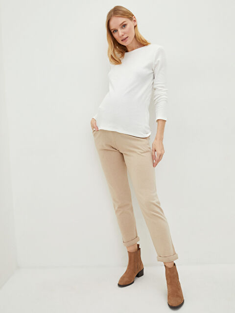 LCWAIKIKI Maternity Beli Lastikli Düz Hamile Triko Pantolon - W1J763Z8-S55