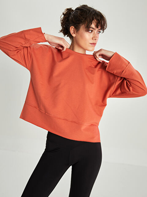 XSIDE ACTIVE Bisiklet Yaka Düz Uzun Kollu Kadın Spor Sweatshirt - W1JA97Z8-REV