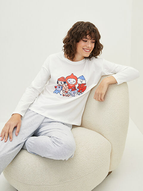 LCW Young Crew Neck Printed Long Sleeve Women's Pyjama Set - W1JB02Z8-CT3