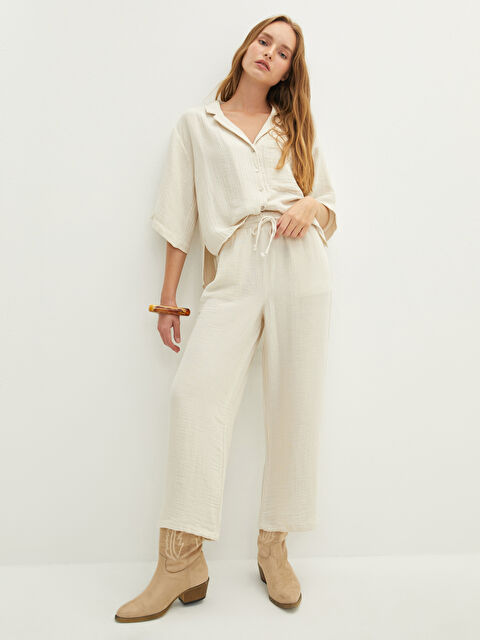 LCW Vision Beli Lastikli Düz Cep Detaylı Kadın Pantolon - W1JD04Z8-FZJ