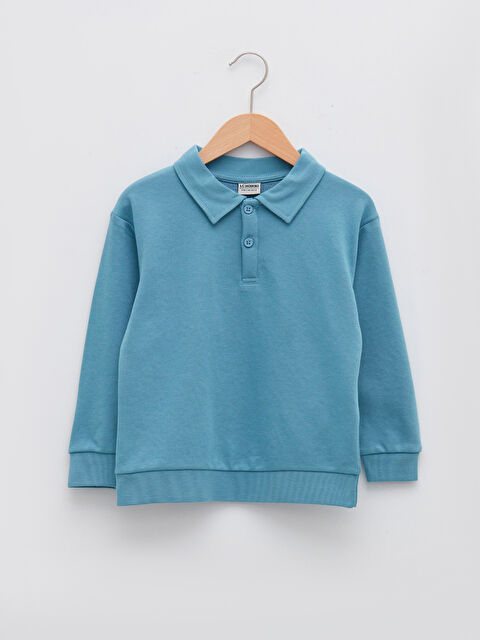 LCW Kids Polo Neck Basic Long Sleeve Boy Sweatshirt - W1K817Z4-GTH