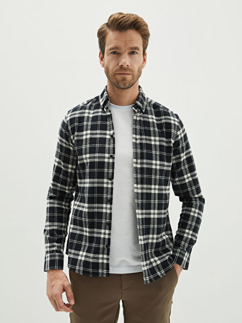 LCWAIKIKI Classic Slim Fit Long Sleeve Plaid Men's Shirt - W1K839Z8-LKX