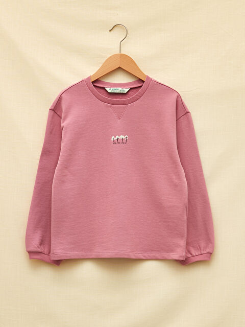 LCW Kids Crew Neck Printed Long Sleeve Girls' Sweatshirt - W1KA92Z4-GEA