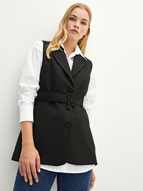 LCWAIKIKI Classic Women's Front Button Closed Waist Belt Sleeveless Jacket - W1KJ43Z8-CVL