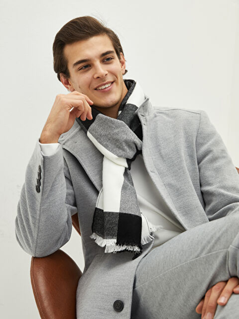 LCW ACCESSORIES Écharpe Écossais à Franges en Tissu Texturé pour Hommes - W1KO88Z8-LPU