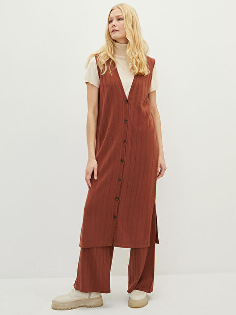 LCWAIKIKI Classic V Neck Women's Knitwear Waistcoat - W1L016Z8-HKB