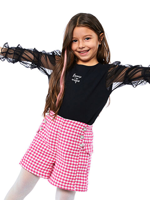 LCW Kids Ekose Desenli Kız Çocuk Gabardin Şort - W1L257Z4-LLZ