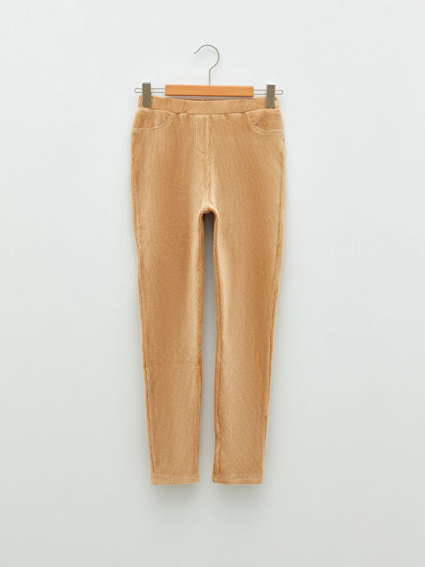 LCW Kids Elastic Waist Basic Velvet Girl Long Tights - W1M522Z4-FJZ