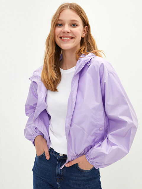 XSIDE Hooded Straight Pocket Detailed Long Sleeve Women's Raincoat - S20415Z8-RZG