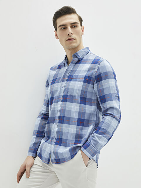 LCWAIKIKI Classic Regular Fit Long Sleeve Plaid Oxford Men's Shirt - S20690Z8-LLC