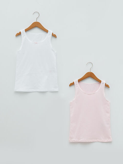 LCW Kids ياقة دائرية قطن أساسي قميص داخلي بدون أكمام بناتي في مجموعتين - S20770Z4-Q6K