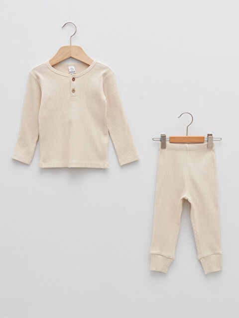 LCW baby Crew Neck Long Sleeve Basic Baby Boy Pajama Set - S20806Z1-Q1M