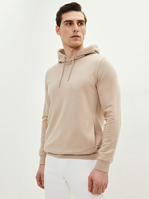 LCWAIKIKI Basic هودي بكابوش سادة كم طويل للرجال - S20910Z8-GHA