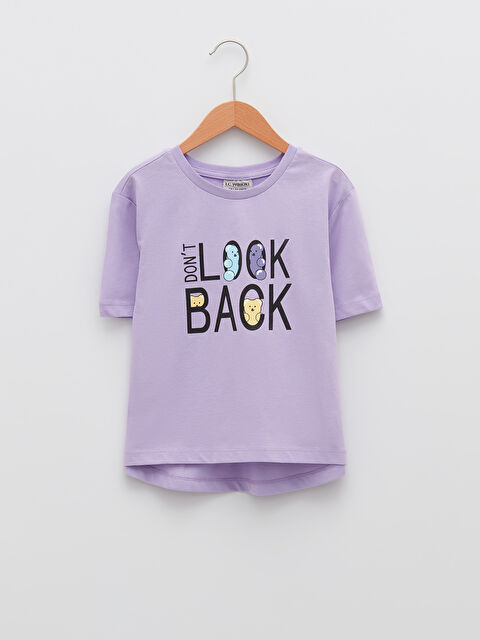 LCW Kids Crew Neck Printed Short Sleeve Cotton Girl T-shirt - S21002Z4-KYB