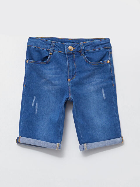 LCW Kids شورت جينز بناتي قطن بسيط - S21026Z4-H45