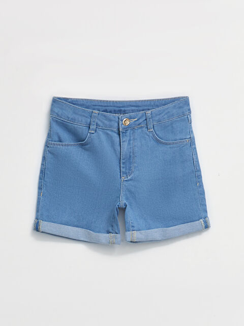 LCW Kids شورت جينز بناتي قطن بسيط - S21027Z4-311