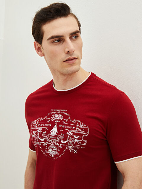 SOUTHBLUE Crew Neck Short Sleeve Printed Combed Cotton Men's T-shirt - S21074Z8-HQG