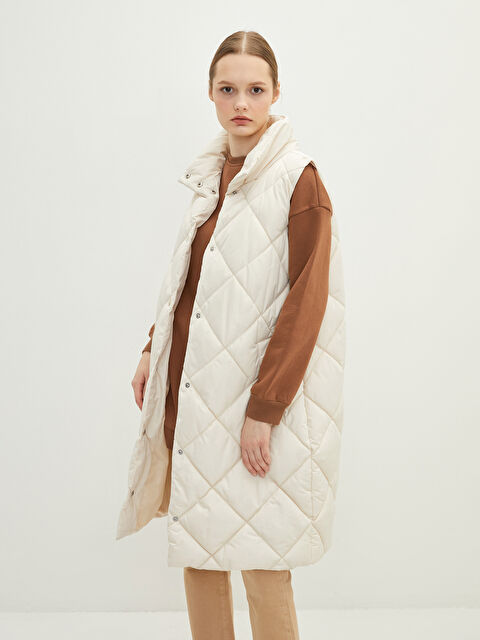 LCW Modest Dik Yaka Kapitone Desenli Kadın Şişme Yelek