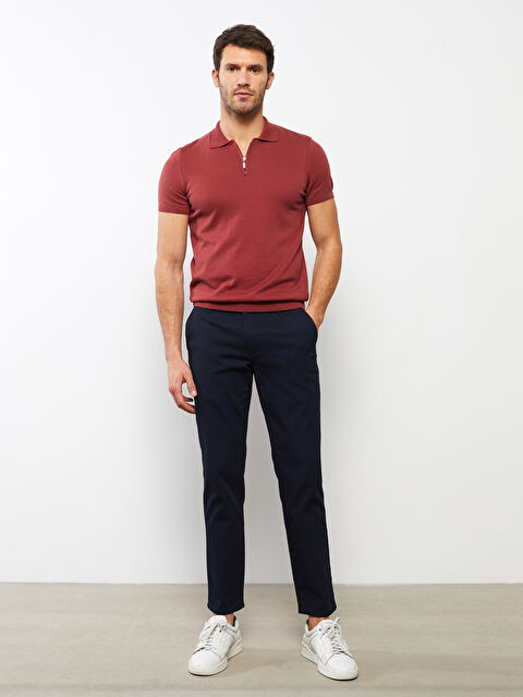 LCWAIKIKI Basic سترة تريكو بياقة بولو وكم قصير للرجال - S21162Z8-HPZ