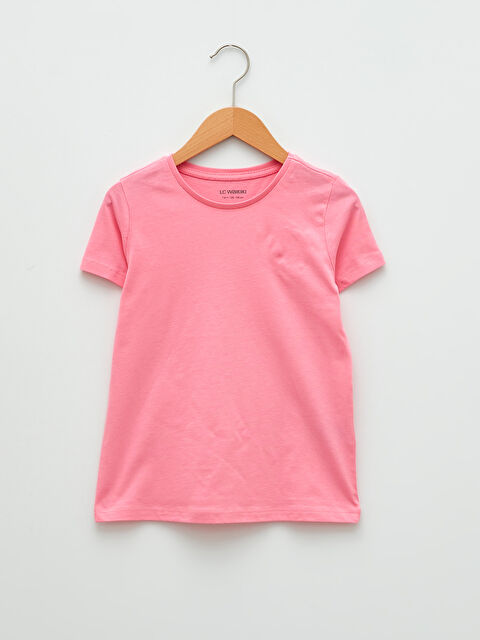 LCW Kids Crew Neck Basic Short Sleeve Cotton Girls T-Shirt - S21269Z4-FNL