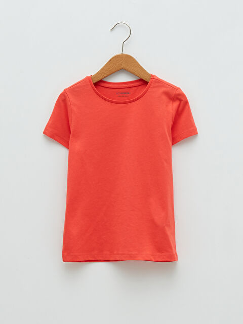 LCW Kids Crew Neck Basic Short Sleeve Cotton Girls T-Shirt - S21269Z4-GQA