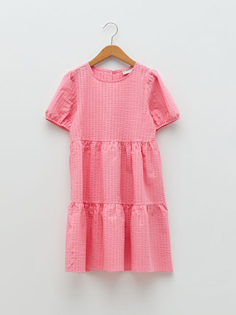 LCW Kids Crew Neck Basic Short Sleeve Girl Dress - S21441Z4-QZ3