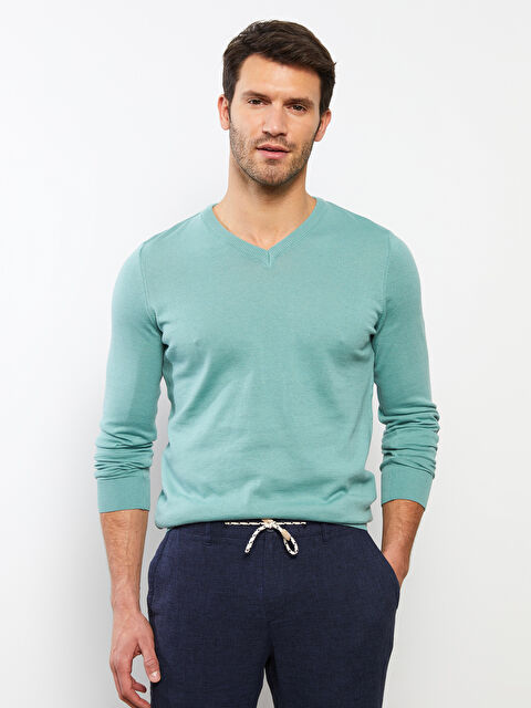 LCWAIKIKI Basic V Neck Long Sleeve Men's Knitwear Sweater - S21493Z8-GNE