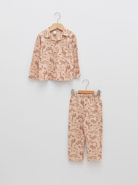 LCW baby طقم بيجامة أولاد رضع ياقة بولو كم طويل مطبوع قطن - S21496Z1-LQB