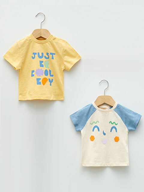 LCW baby Lot de 2 T-Shirts pour Bébé Garçons à Manches Courtes et Col Rond Imprimés - S21738Z1-KXP