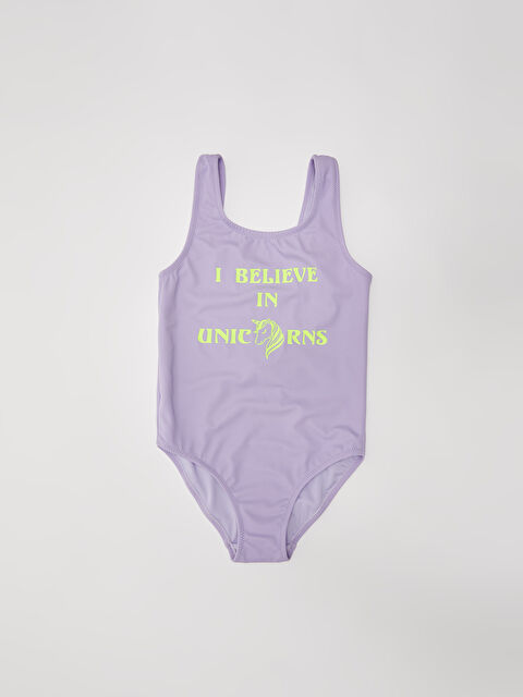 LCW Kids Esnek Kumaştan Baskılı Kız Çocuk Mayo