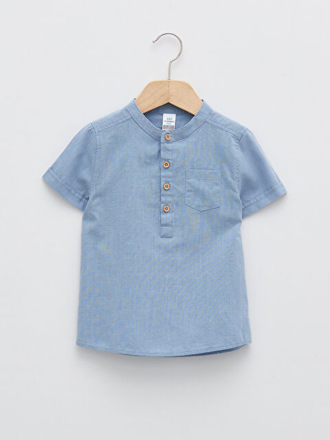LCW baby Crew Neck Short Sleeve Basic Poplin Baby Boy Shirt - S22013Z1-GLL