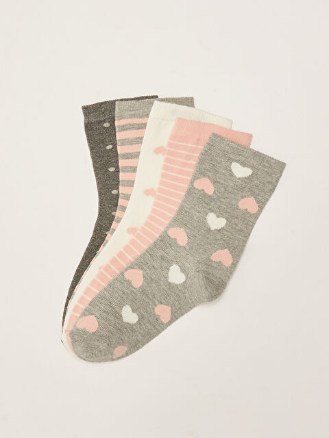 LCW Kids جوارب للكاحل منقوشة للبنات - عبوة من 5 قطع - S22097Z4-LAL