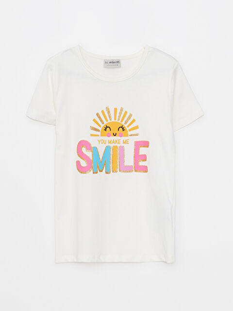 LCW Kids Crew Neck Printed Short Sleeve Cotton Girl T-shirt - S22195Z4-FDU