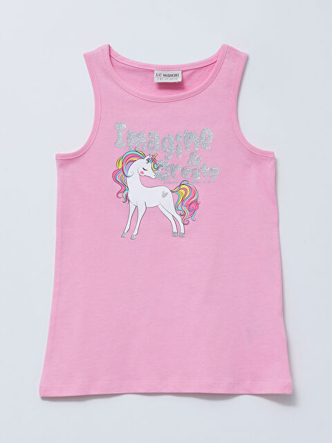 LCW Kids Crew Neck Printed Cotton Girl Athlete - S22911Z4-GA5