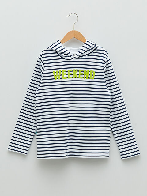LCW Kids Hooded Striped Long Sleeve Boy T-Shirt - S23203Z4-LGS