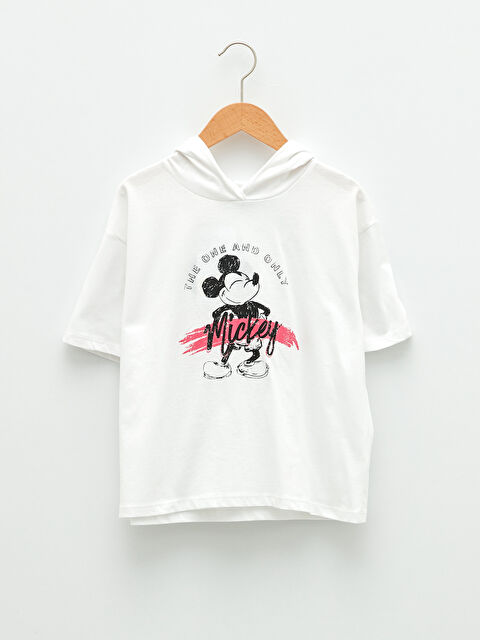 LCW Kids Hoodie Girl Mickey Mouse Printed Short Sleeve T-Shirt - S24048Z4-K7U