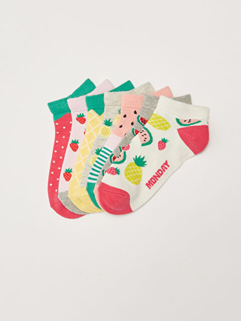 LCW Kids Patterned Girls' Trainer Socks 7 Pack - S24081Z4-DCS