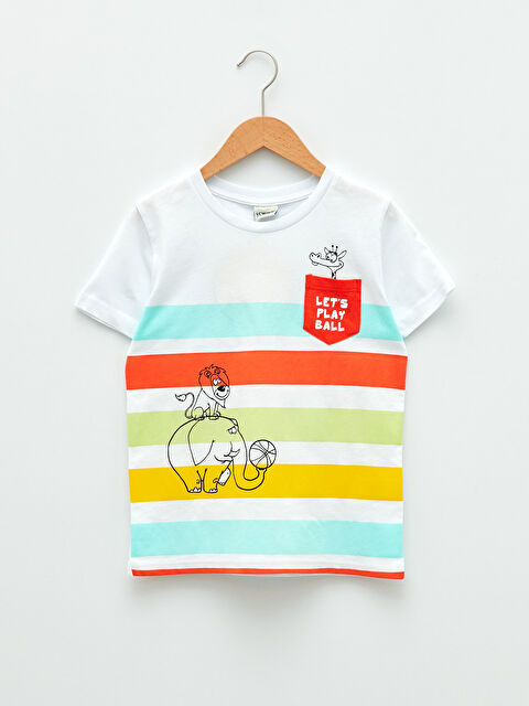 LCW Kids Bisiklet Yaka Baskılı Kısa Kollu Pamuklu Erkek Çocuk Tişört - S24305Z4-R9K