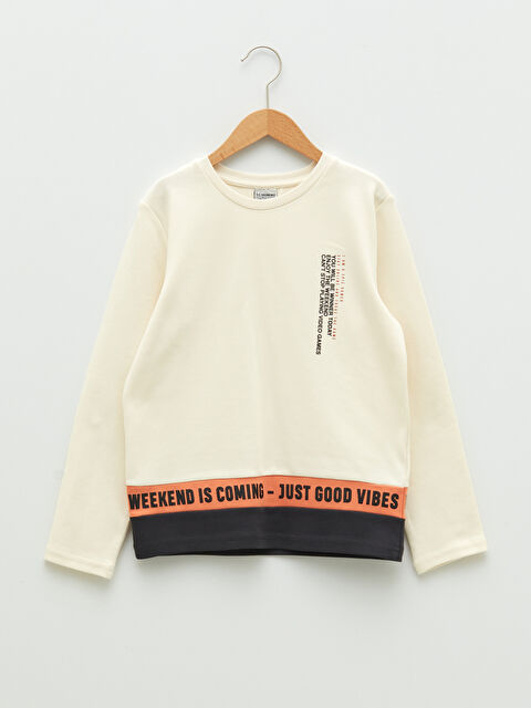 LCW Kids Crew Neck Printed Long Sleeve Boys' T-Shirt - S24471Z4-QVK