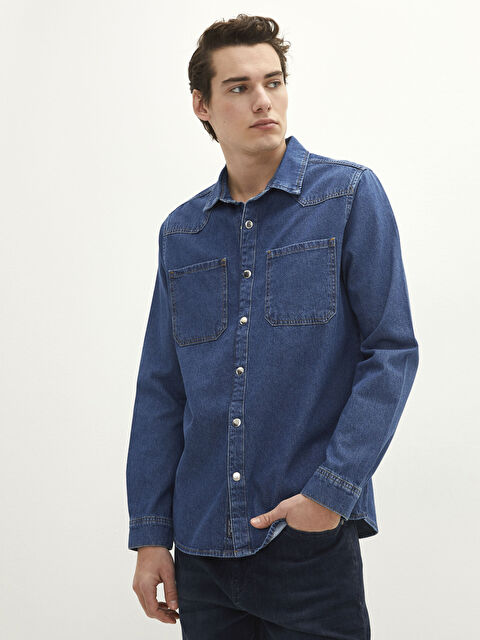 【5 1/2】 LONG-LINE DENIM SHIRT◆ Levi's Vintage Shorthorn Sawtooth Denim Shirt | Navy Blue | SVD
